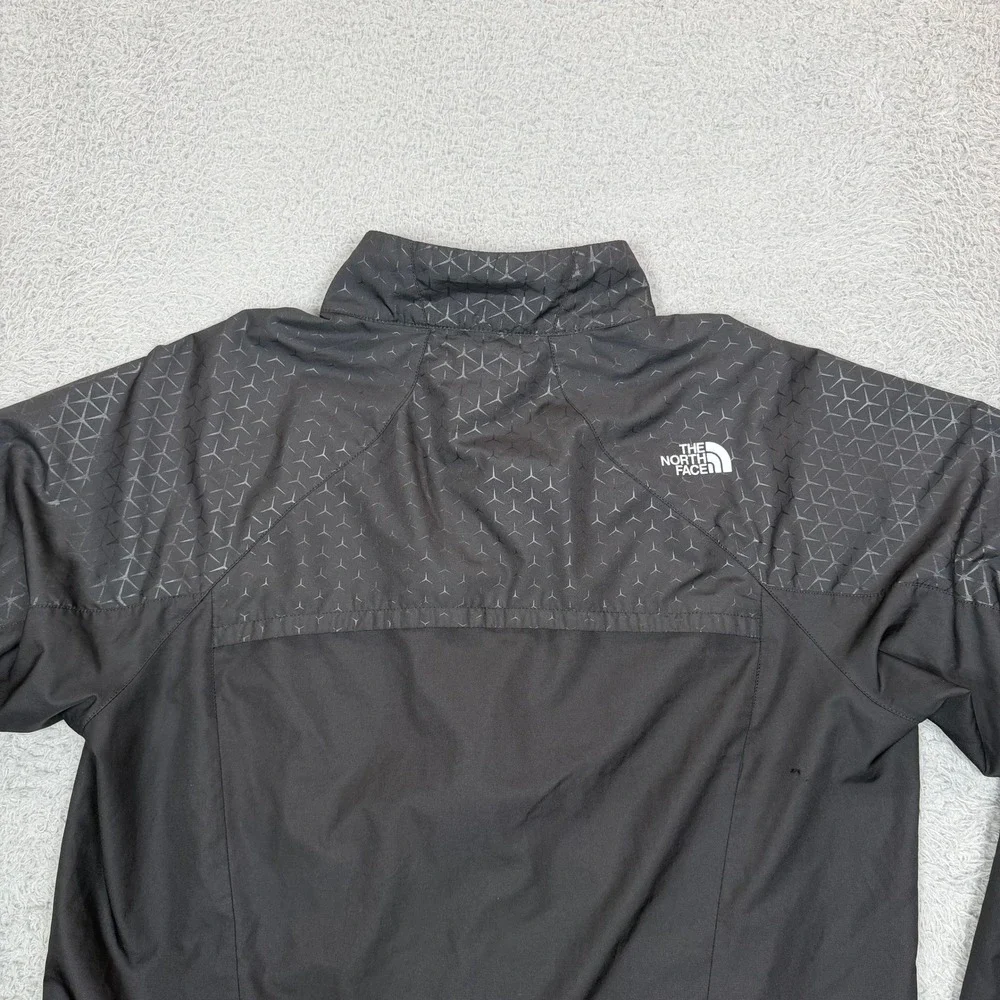 The North Face Mens Black Geometric Pattern Full Zip Windbreaker Jacket Size M